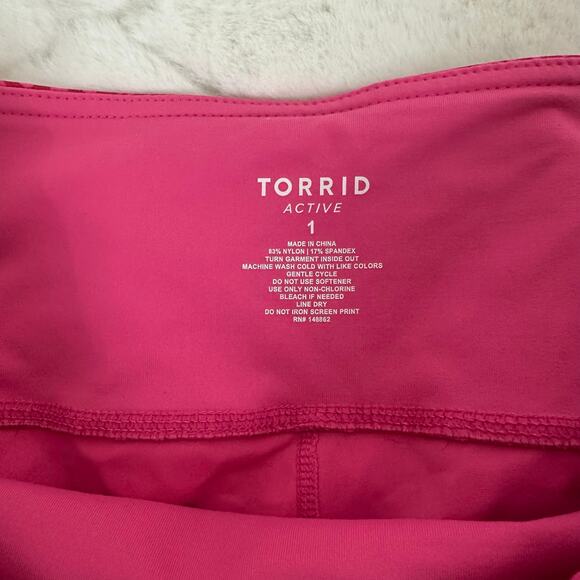 Torrid Pink Leopard Mid-Rise Crop Leggings Sz 1 XL Pockets Thick Barbie Core - Picture 4 of 10
